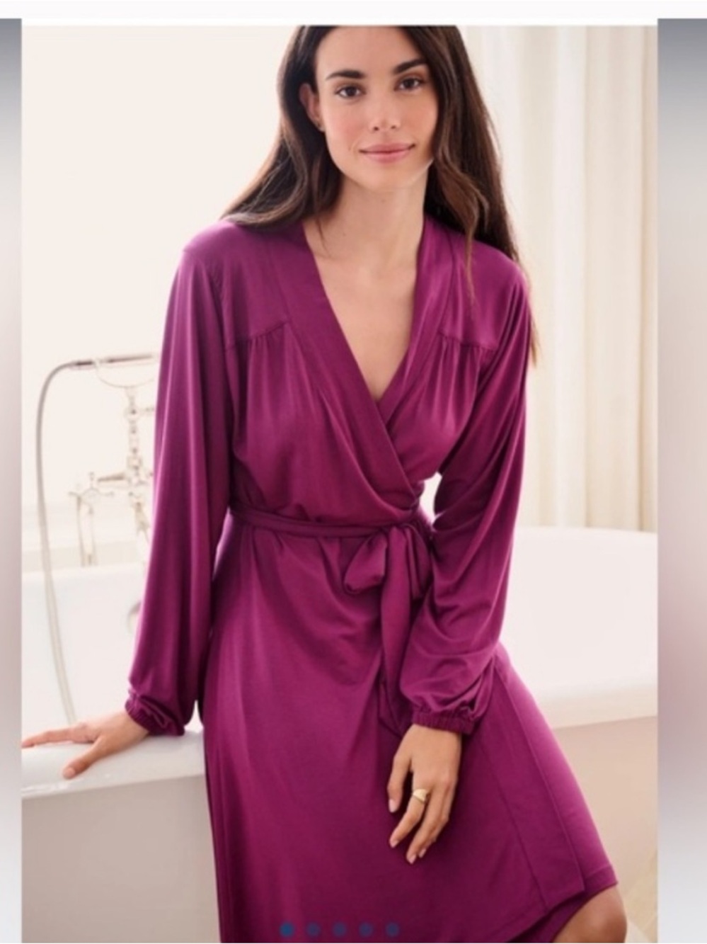 LAKE Dreamknit Robe - Amaranth /Deep Magenta with Tie Waist